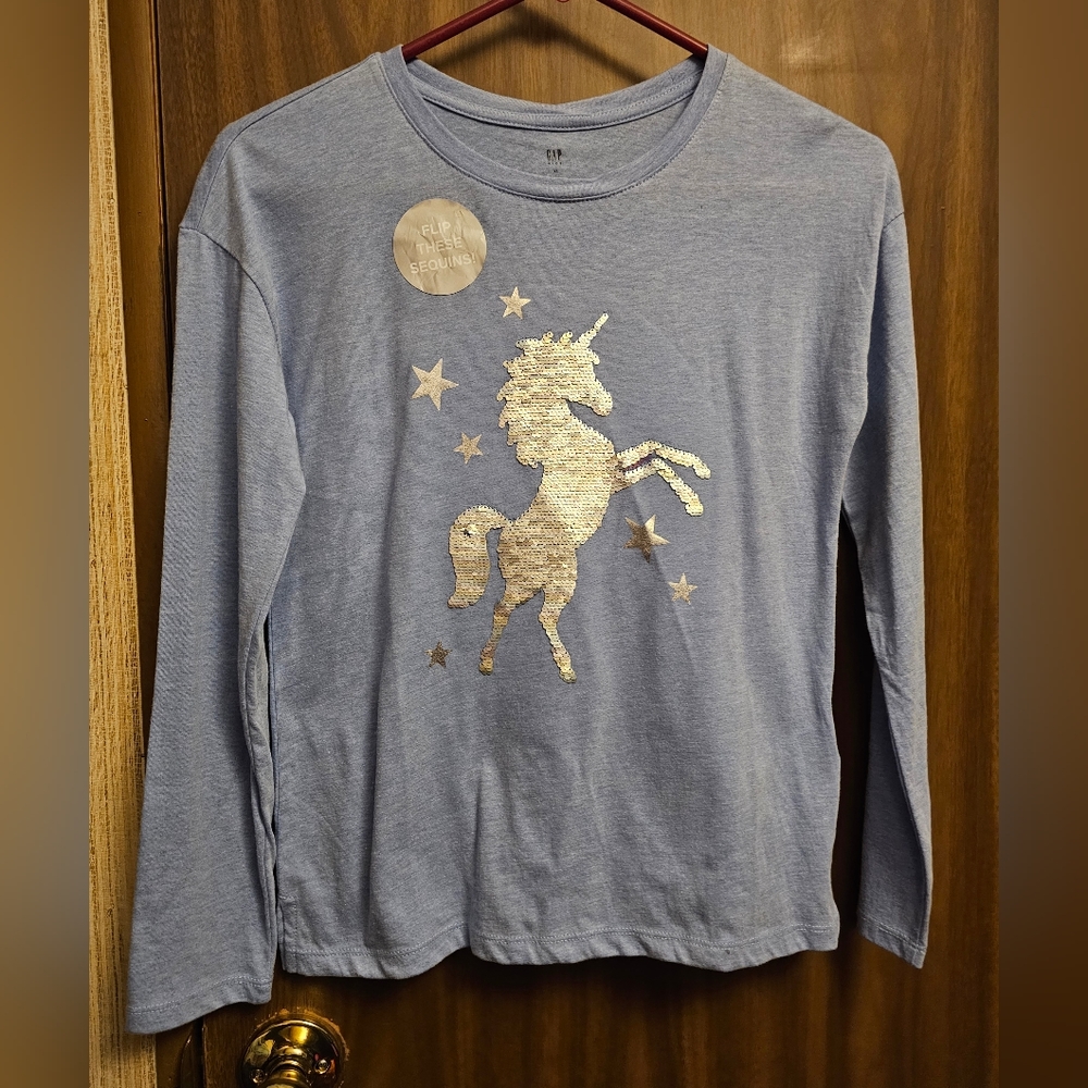 Gap Kids Unicorn Flip Sequins Shirt Long Sleeve XL